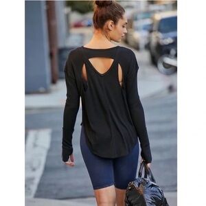 Free People FP Movement Lay Up Long Sleeve Black Tee Size L